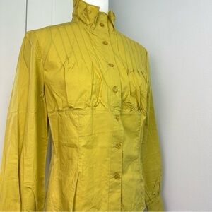 Lujiaer Pleated Mock neck Button Down Shirt Size Medium